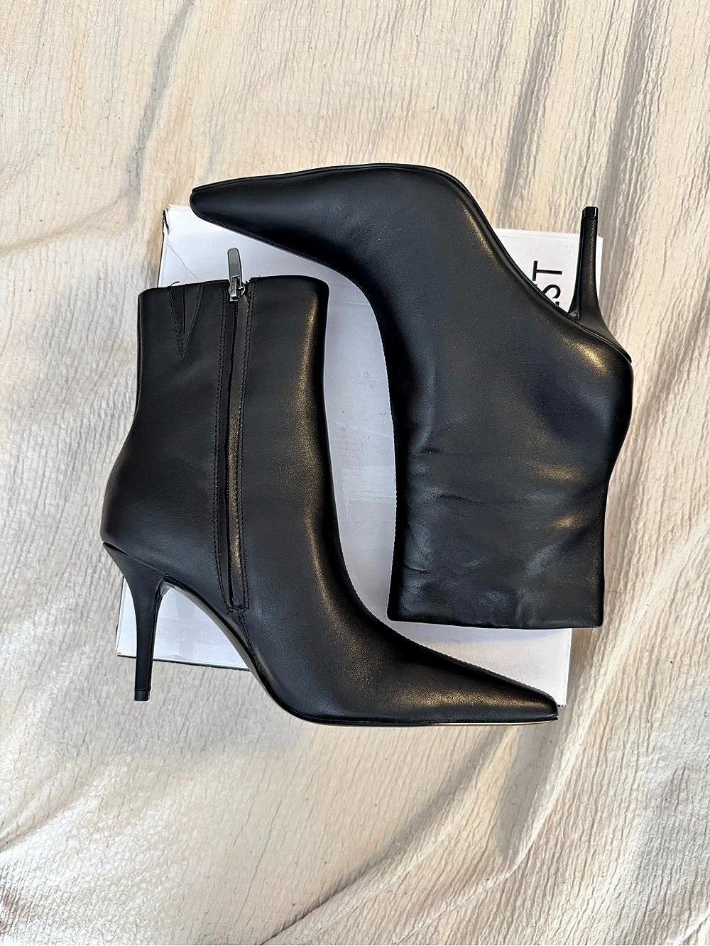 Nine West Wohmy Black Pointed-Toe Heeled Boots US 7.5 New in box